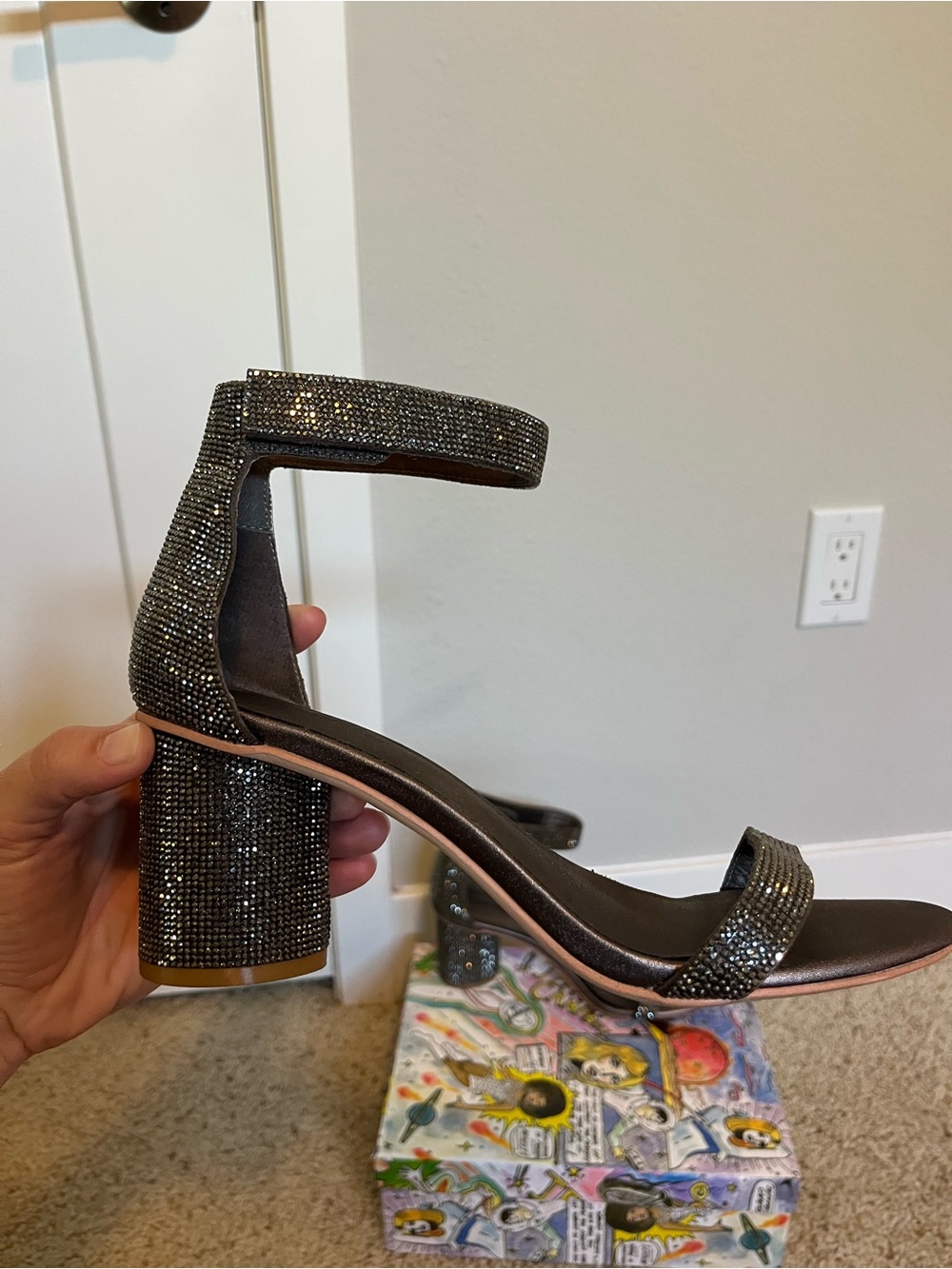 Jeffrey Campbell Embellished Ankle-Strap Dress Sandals in Pewter Combo - Picture 7 of 12